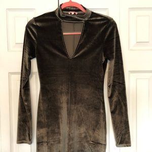 re:named olive green velvet dress
